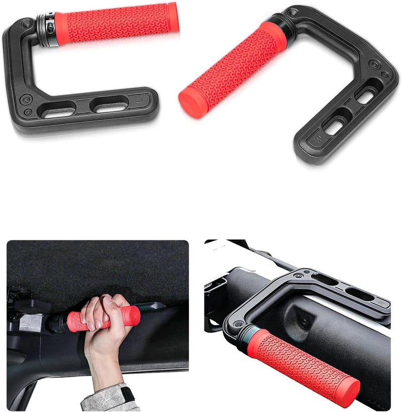 JROAD Bronco Aluminum Grab Handles Roll Bar Non-Slip Grip HandlesCompatible with Ford Bronco 2021-2025 Front or Rear Seat 4 Door Soft/Hard Top,Bronco Raptor Interior Accessories （2PCS/red） - Image 1